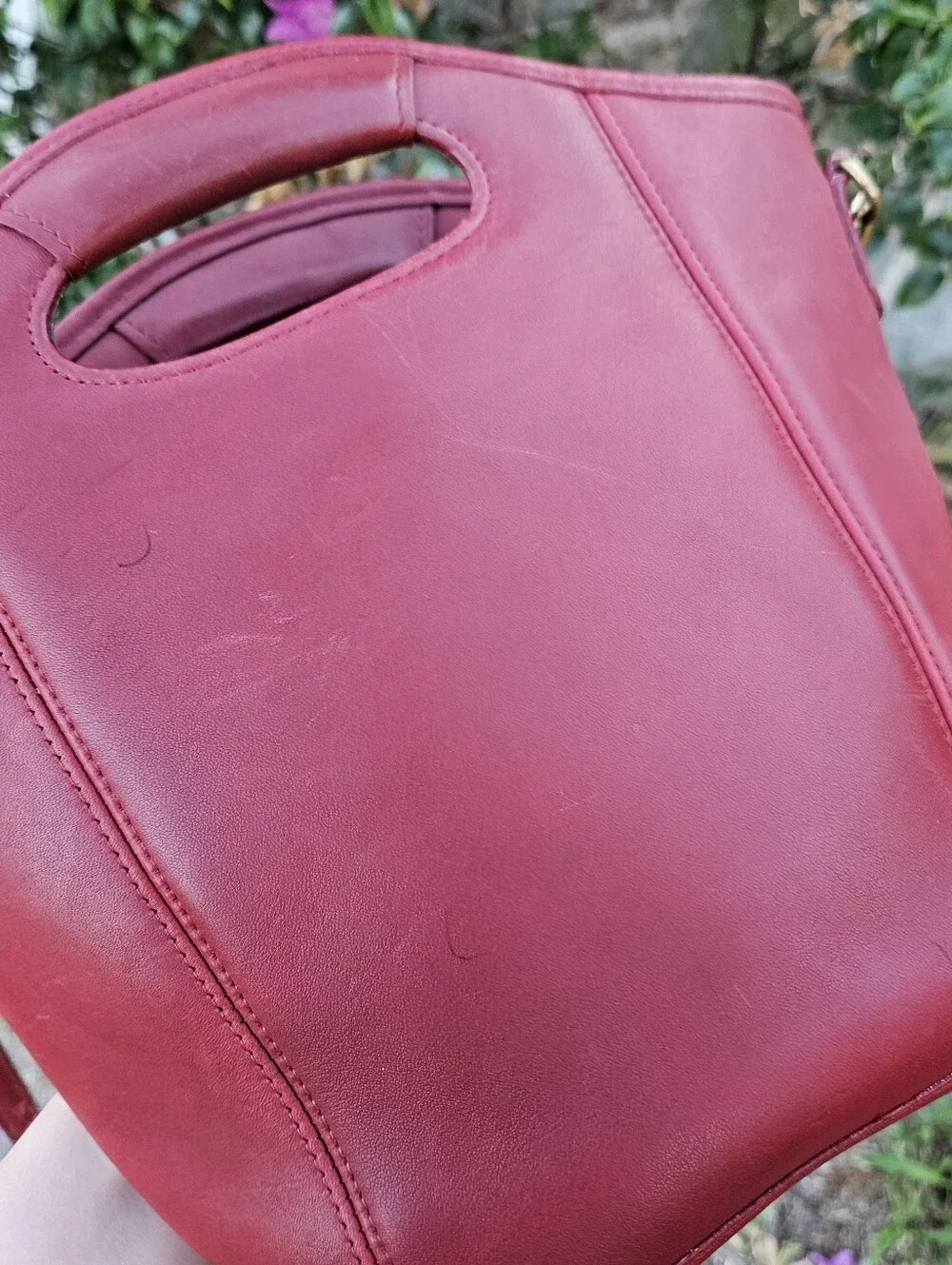 Vintage Coach 9993 Small Shopper Bag Leather Hangtag Red Leather Crossbody Mini - Picture 5 of 9